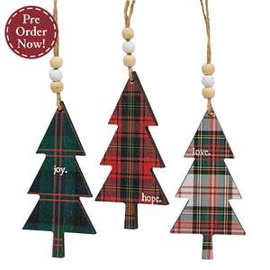 Hope, Love, Joy Plaid Christmas Tree Ornament - 3 Asstd.