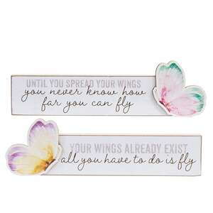 Spread Your Wings Pastel Watercolor Butterfly Block - 2 Asstd.