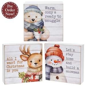 Warm & Cozy Baby Winter Animal Box Sign - 3 Asstd.