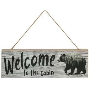 Welcome to the Cabin Forest Bear Hanging Sign