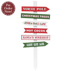 North Pole Words Primitive Signpost - 14.5"H