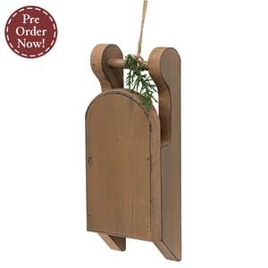 Distressed Wooden Mustard Sled with Pine - 7.25"