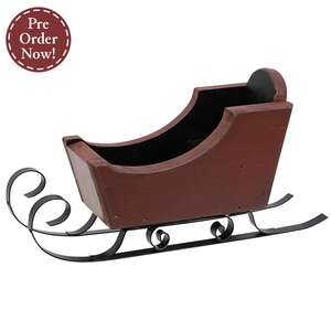 Distressed Red & Black Wooden Sleigh