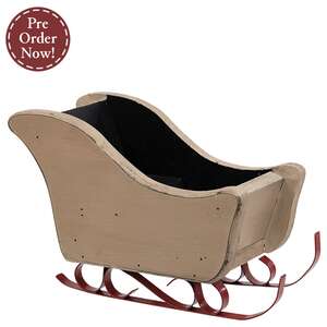 Distressed Tan & Red Wooden Sleigh