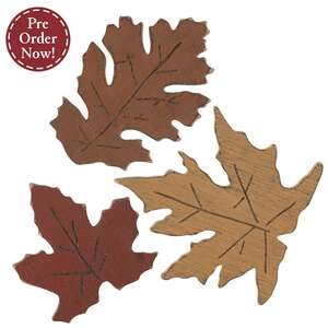 3 Set - Distressed Wooden Fall Leaves Fillers