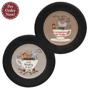 Winter Mice In Teacup Plate - 2 Asstd.