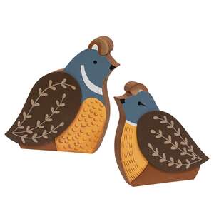 2 Set - Chunky Wooden Quail Sitters