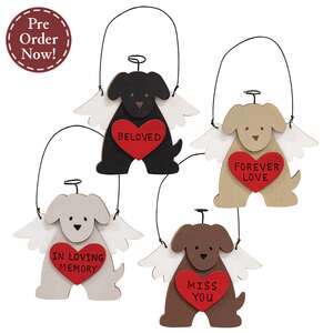 Angel Pup Wooden Ornament - 4 Asstd.;
