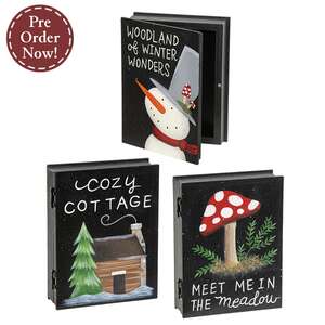 Cozy Woodland Eve Wooden Book Box - 3 Asstd.