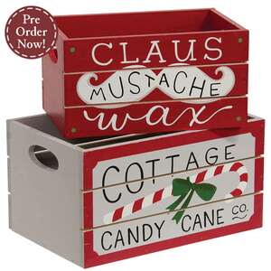 2/Set - Cottage Candy Cane Co. Nesting Crates