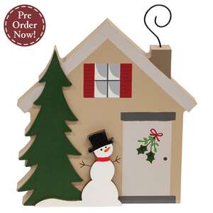 Snowman & Pine Tree Chunky Winter House Sitter