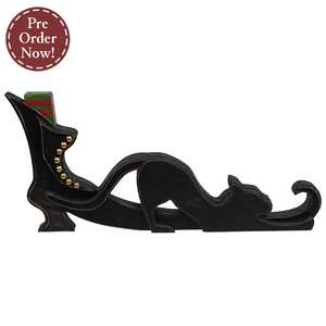 Distressed Wooden Witch Boot & Cat Silhouette Sitter