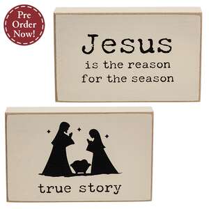 True Story Nativity Rectangle Wooden Block - 2 Asstd.