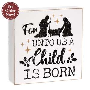 For Unto Us Nativity Silhouette Box Sign