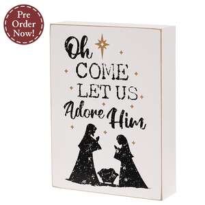 Let Us Adore Him Nativity Silhouette Box Sign