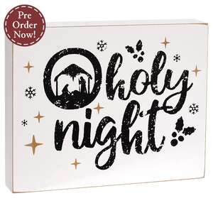 O Holy Night Nativity Silhouette Box Sign