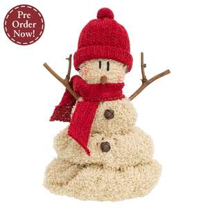 Knit Red Hat & Scarf Melting Snowman - 7"H