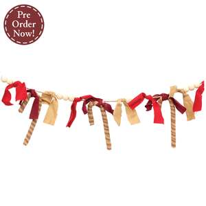 Candy Cane Rag & Bead Garland