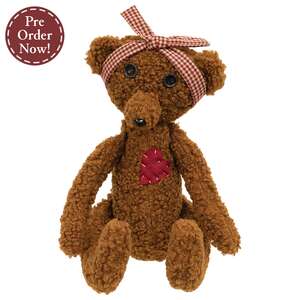 Stuffed Heart Patch Teddy Bear with Gingham Bow