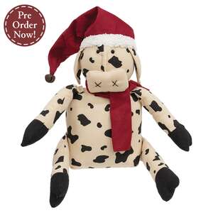 Stuffed Santa Hat & Scarf Cow Doll - 10"H