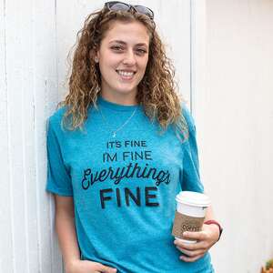Everything’s Fine T-Shirt, Heather Galapagos Blue L188XXL;