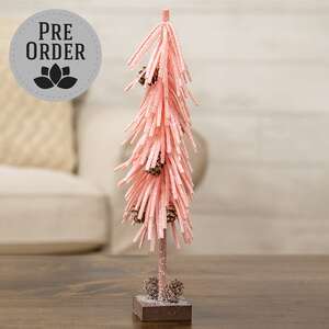 Pink Glittered Foamy Needle Pinecone Tree, 12"H;
