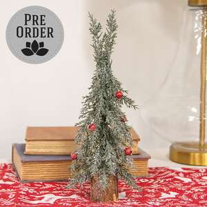 Winter Frost Pine Tree w/Red Baubles, 12"H 18468;