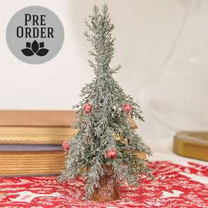 Winter Frost Pine Tree w/Red Baubles, 10"H 18469;