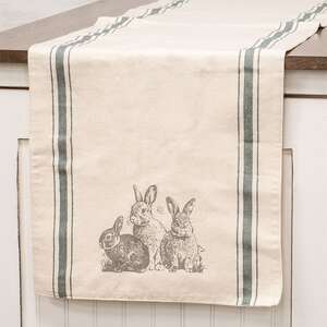 Baby Bunny Trio Slate Feed Sack Stripe Runner 19300;