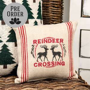 Reindeer Crossing Striped Pillow 19541;
