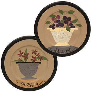 Gather and Blessed Floral Plate - 2 asst
