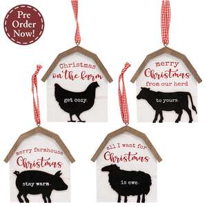 Our Herd to Yours Wooden Barn Ornament - 4 Asstd.