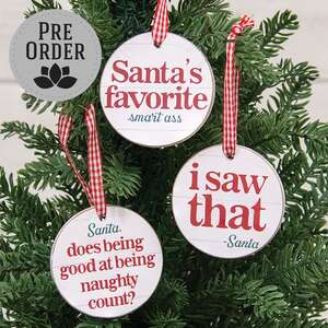 I Saw That Round Ornament w/Ribbon, 3 Asstd. 38595C;