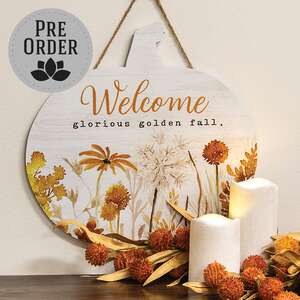 Welcome Glorious Golden Fall Hanging Pumpkin Sign 38612;