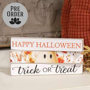 Trick Or Treat Floral Ghost Mini Stick, 3 Asstd. 38630;