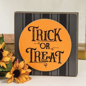 Trick or Treat Black Ticking Stripe Box Sign 38643;