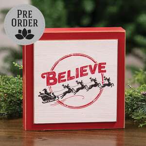 Believe Santa & Sleigh Layered Box Sign 38648;
