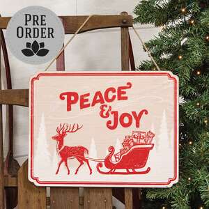Peace & Joy Reindeer & Sleigh Wooden Sign 38649;