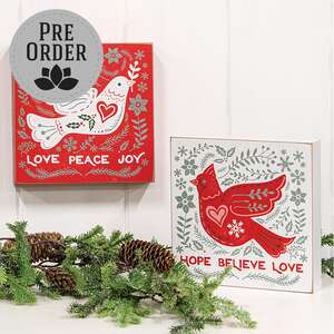 Winter Floral Dove Hope Box Sign, 2 Asstd. 38651;