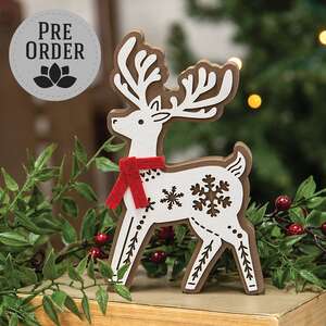 Laser Cut Standing Snowflake Reindeer Sitter 38662;