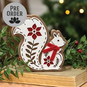 Laser Cut Poinsettia Squirrel Sitter 38663;