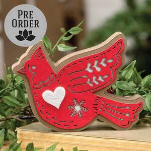 Laser Cut Snowflake Cardinal Sitter 38664;