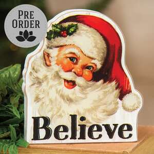 Wooden Retro Santa Believe Sitter 38677;