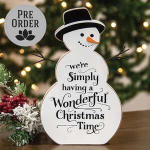 Wonderful Christmas Time Wooden Snowman Sitter, 10"H 38679;