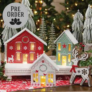 Wooden Yuletide Folklore Houses, 3/Set 38680;