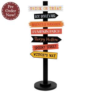 Halloween Woods Primitive Signpost with Base - 14.5"H