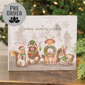 Warm Winter Wishes Frosty Woodland Friends Box Sign 38896;
