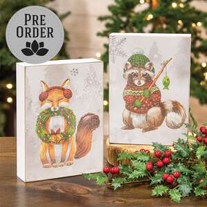 Warm Winter Woodland Fox or Raccoon Box Sign, 2 Asstd. 38897;