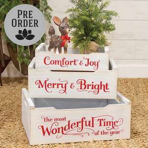 Most Wonderful Time of the Year Wooden Crates w/Handles, 3/Set 38903;