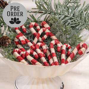 Carved Look Resin Antiqued Candy Canes, 3”H, 12/Set;